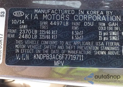 2015 Kia Sportage Lx from USA, damaged, VIN KNDPB3AC6F7719711